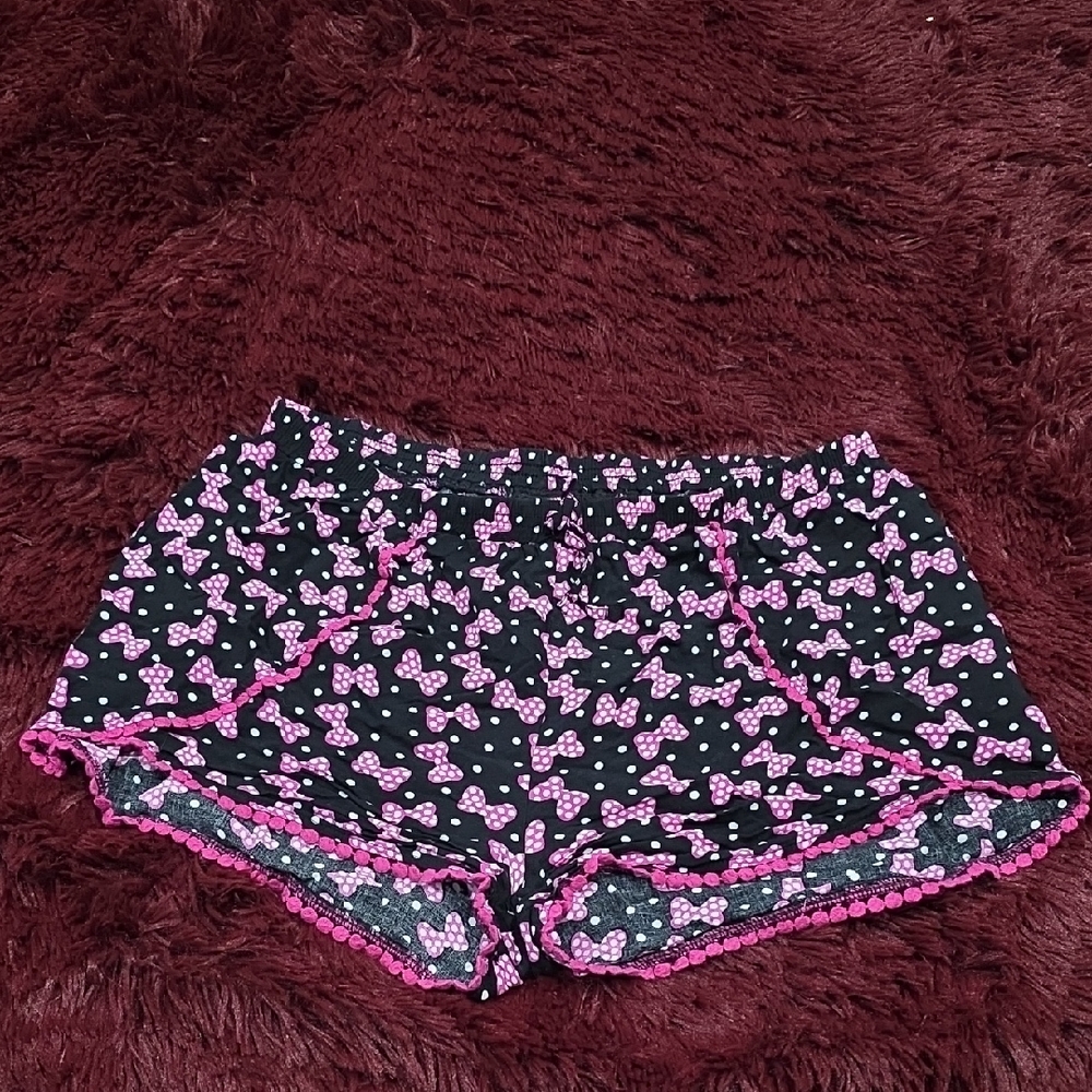 Disney Black and Pink Bow Women's Sleep Shorts